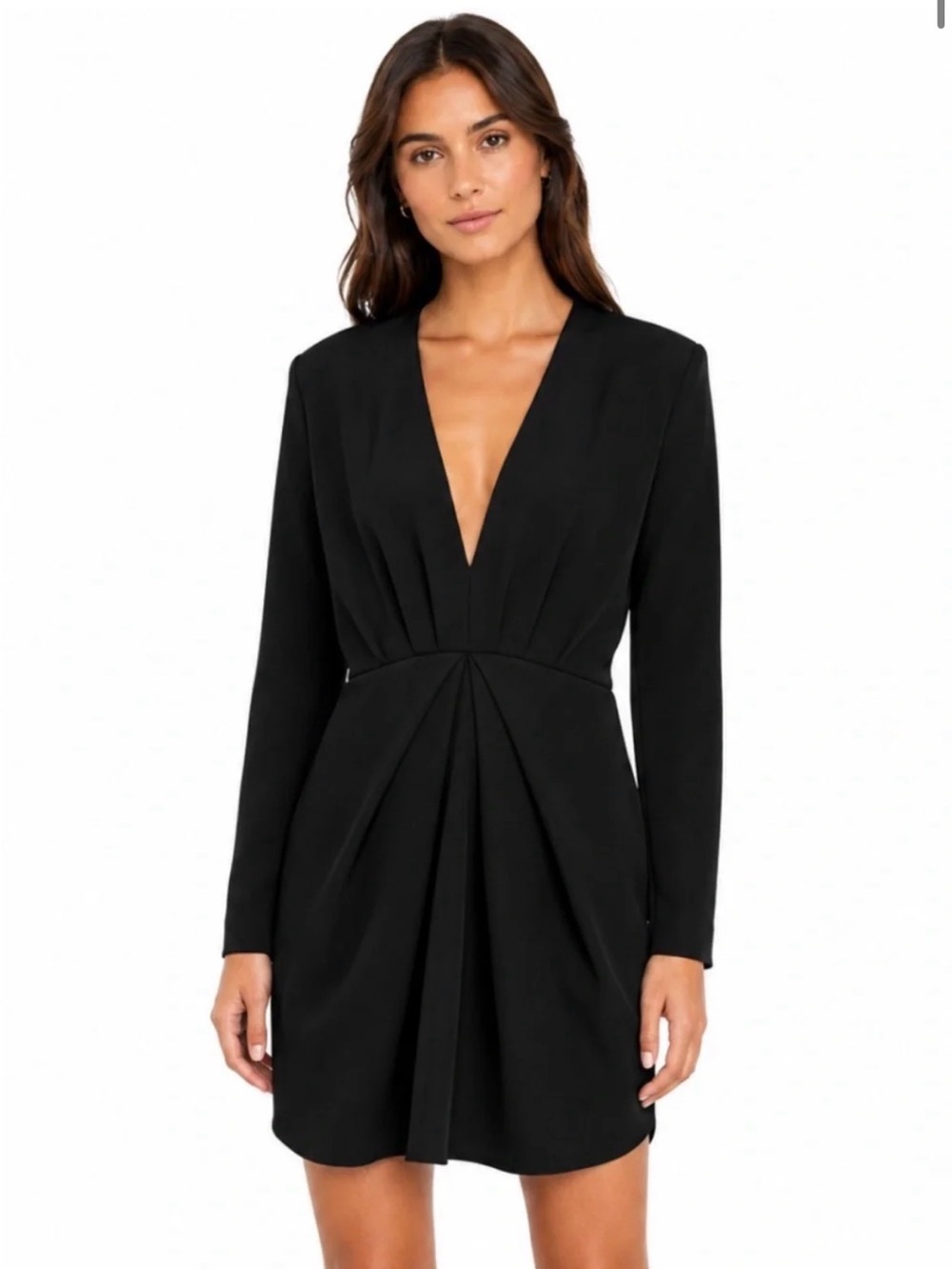 The Kooples Black Draped Long Sleeve Mini Dress - Size 3 (US Size 8)